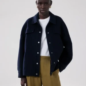 Veste Femme en Laine Double Face Bleu Marine Vera