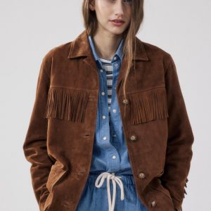 Veste Femme en Cuir Suédé Marron Vaquero