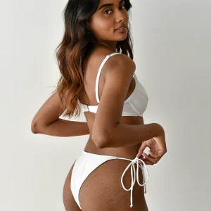 Bas bikini côtelé blanc