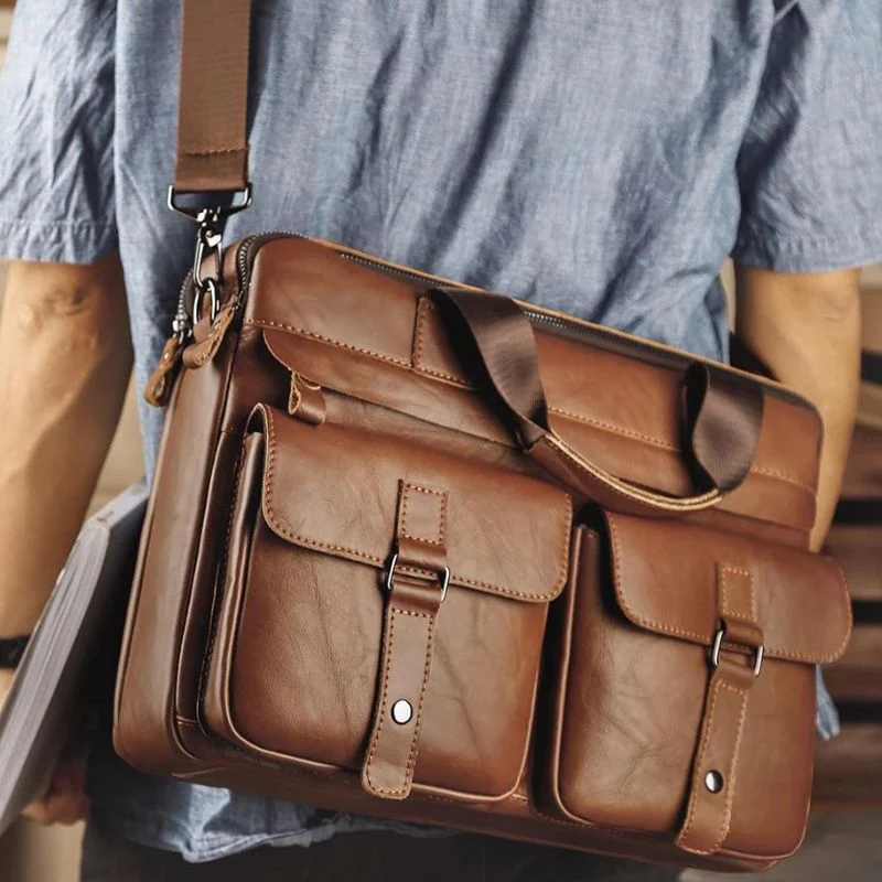 Sac Ordinateur Homme Cuir Marron – Image 4