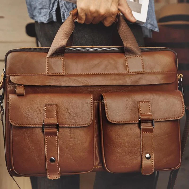 Sac Ordinateur Homme Cuir Marron – Image 3