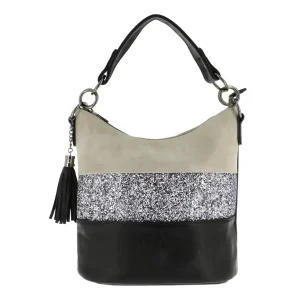 Sac à main bandoulière paillette femme gris