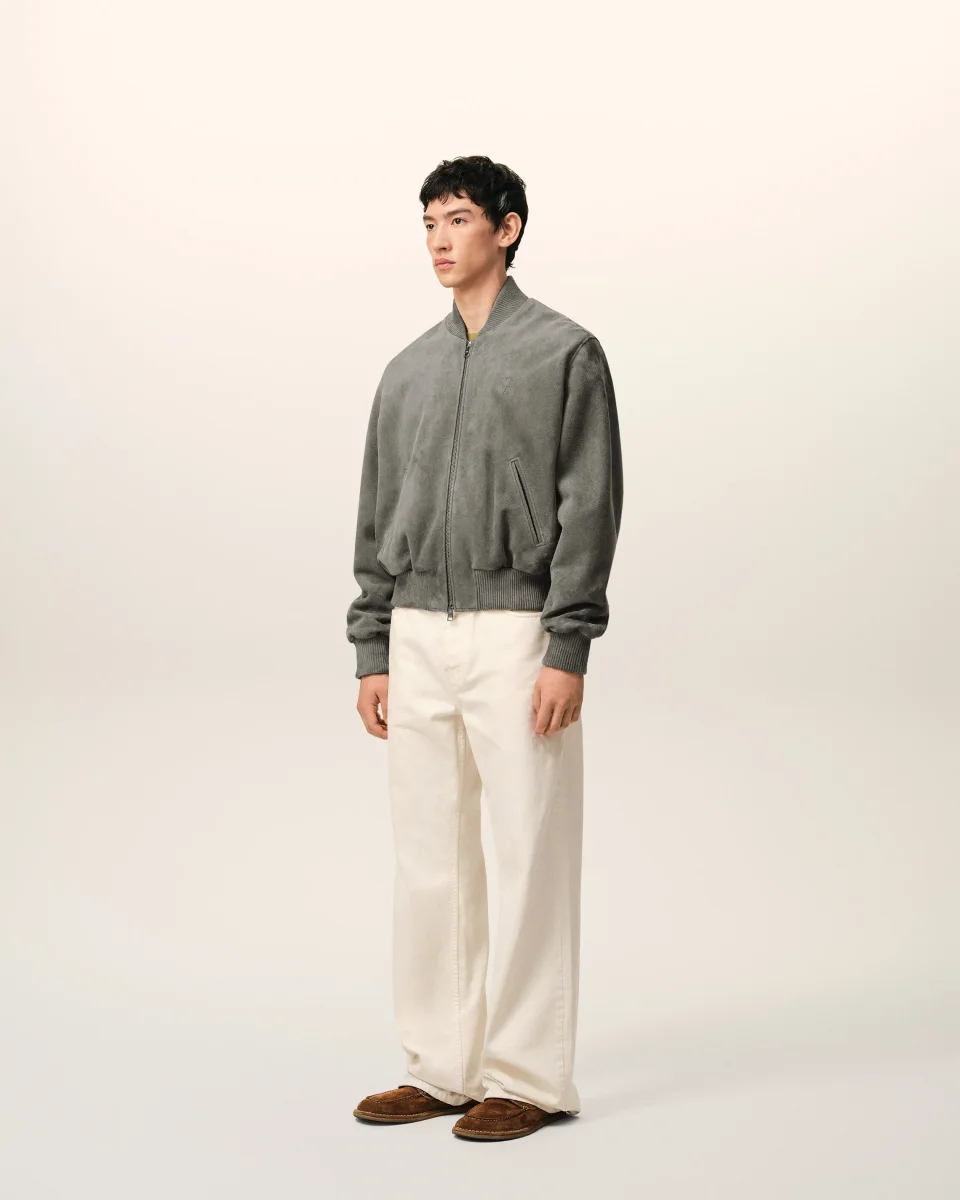 Veste Grise Zippée Ami De Coeur en Cuir De Chèvre – Image 7