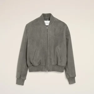 Veste Grise Zippée Ami De Coeur en Cuir De Chèvre