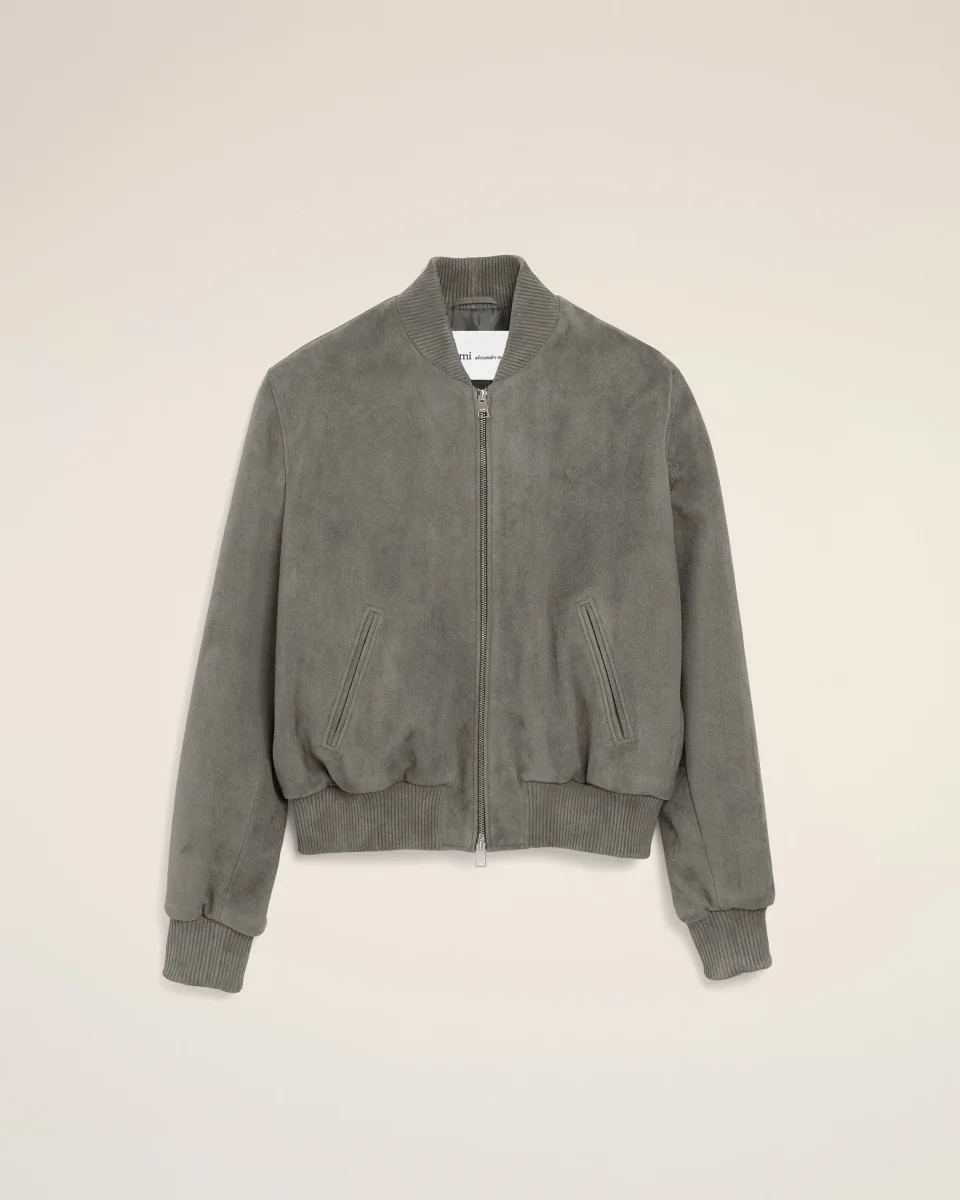 Veste Grise Zippée Ami De Coeur en Cuir De Chèvre