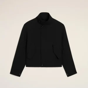 Veste Harrington Noire en Laine Vierge