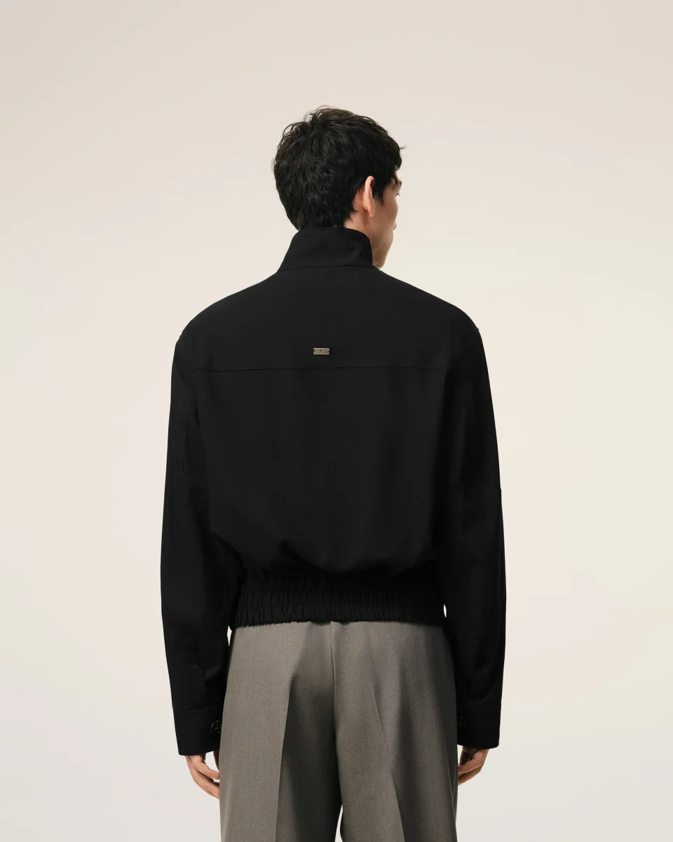 Veste Harrington Noire en Laine Vierge – Image 6