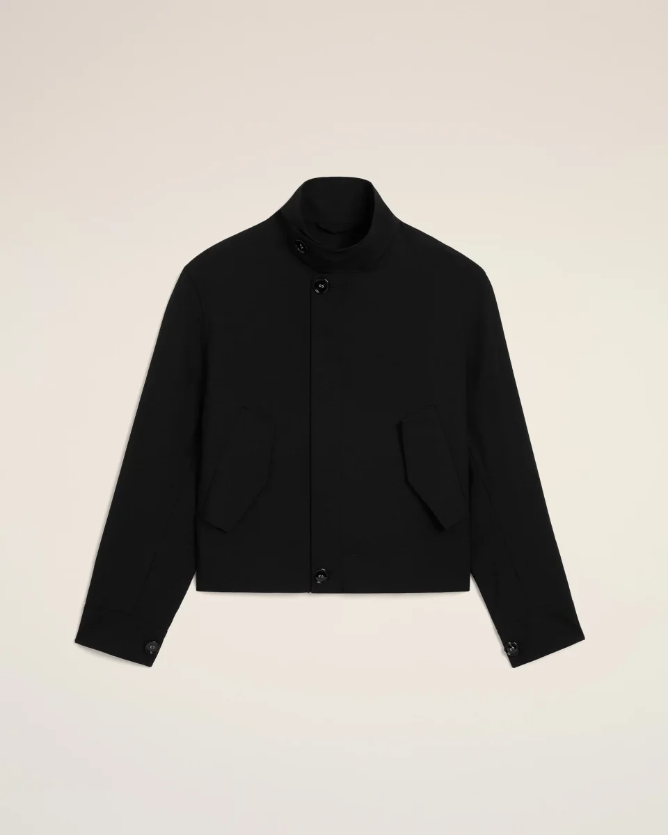 Veste Harrington Noire en Laine Vierge – Image 8