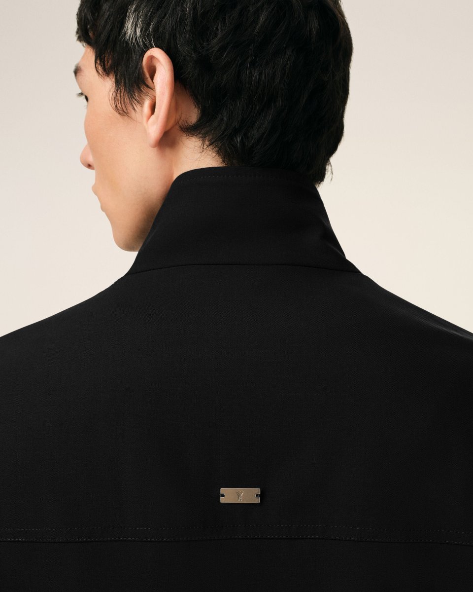 Veste Harrington Noire en Laine Vierge – Image 5