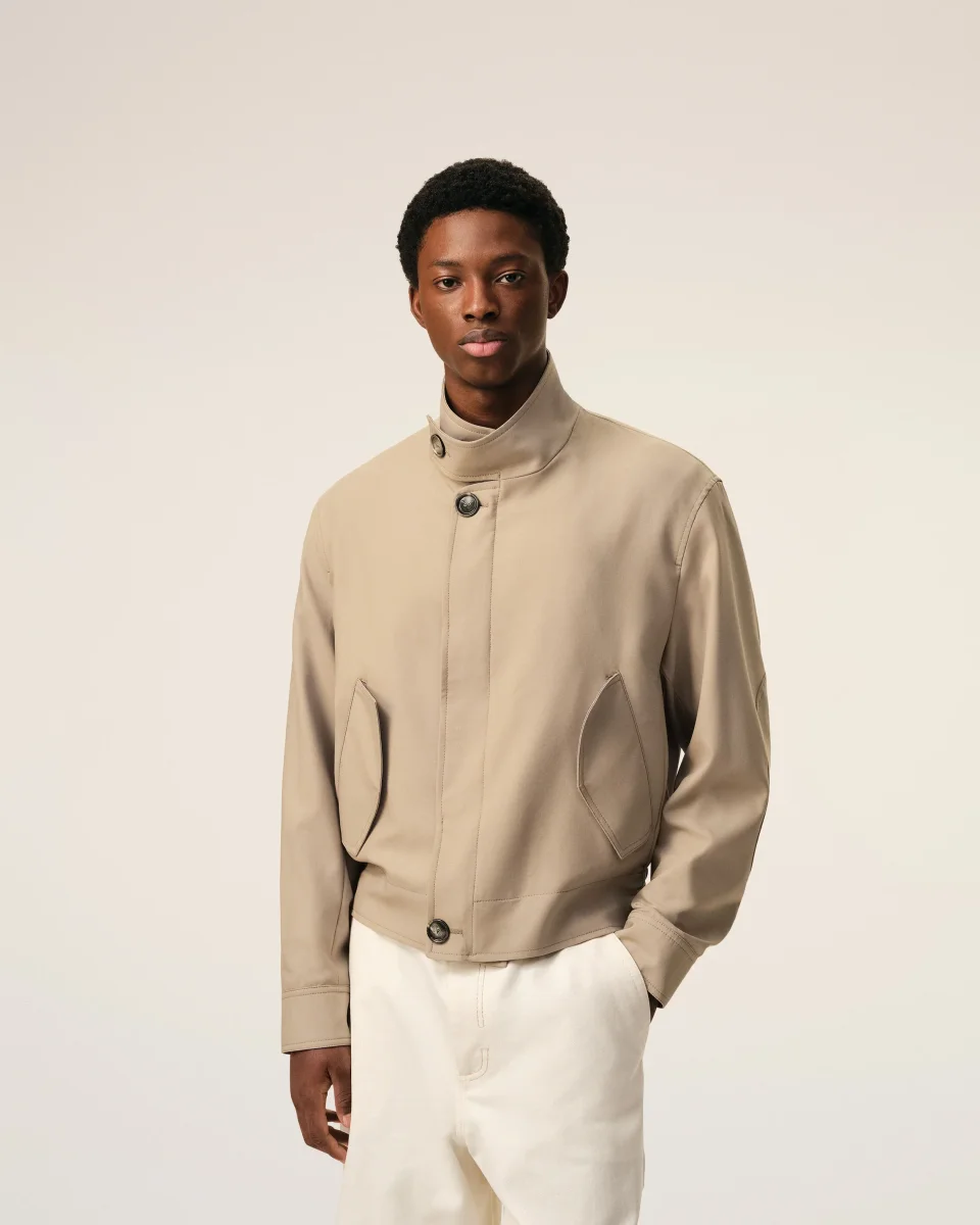 Veste Harrington Beige en Laine Vierge – Image 4