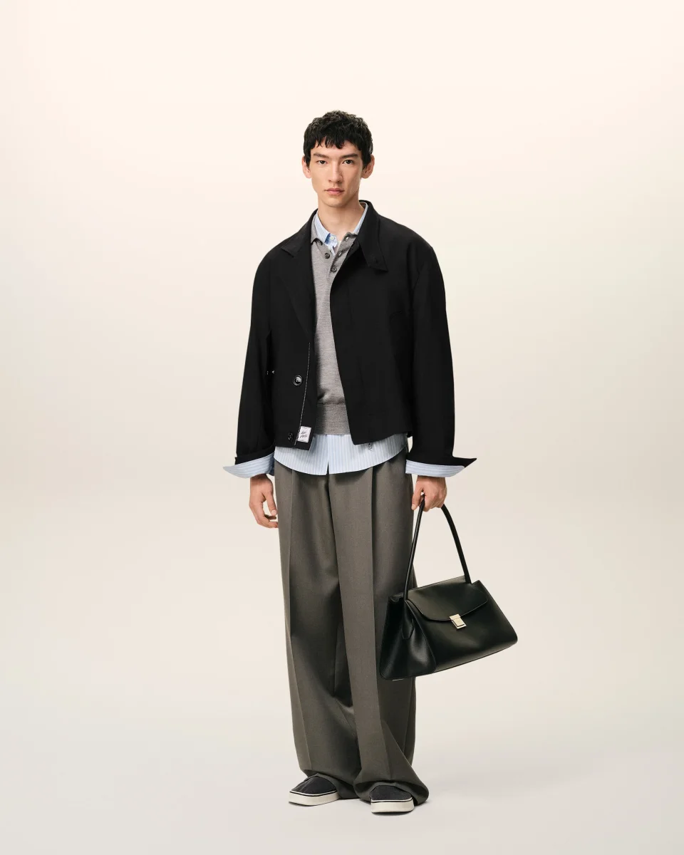 Veste Harrington Noire en Laine Vierge – Image 3