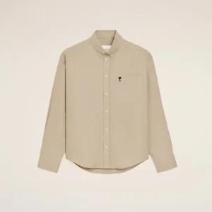 Chemise Boxy Beige Ami De Coeur Brodé en Coton