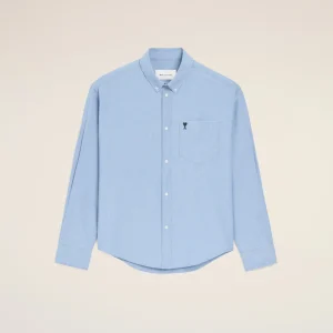 Chemise Boxy Bleu Ami De Coeur Brodé en Coton