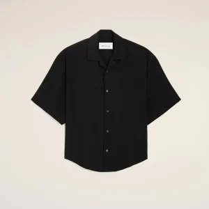 Chemise Boxy Noire Manches Courtes Ami Paris Brodé
