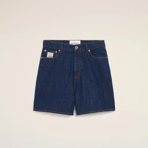Short Avec Empiècement Héritage Ami Paris Bleu en Coton