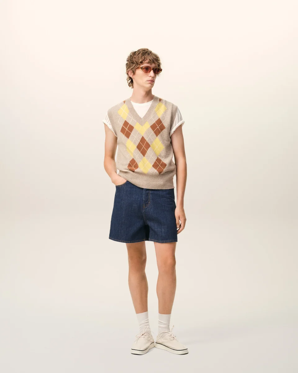 Short Avec Empiècement Héritage Ami Paris Bleu en Coton – Image 3