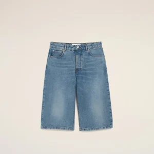 Bermuda Large Bleu en Coton