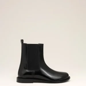 Bottines Chelsea Noires A Bout Anatomique En Cuir