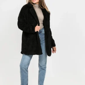 Manteau fausse fourrure noir