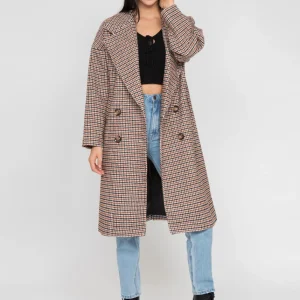 Manteau long oversize à carreaux