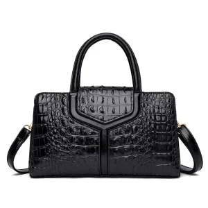 Petit Sac à Main Noir Croco