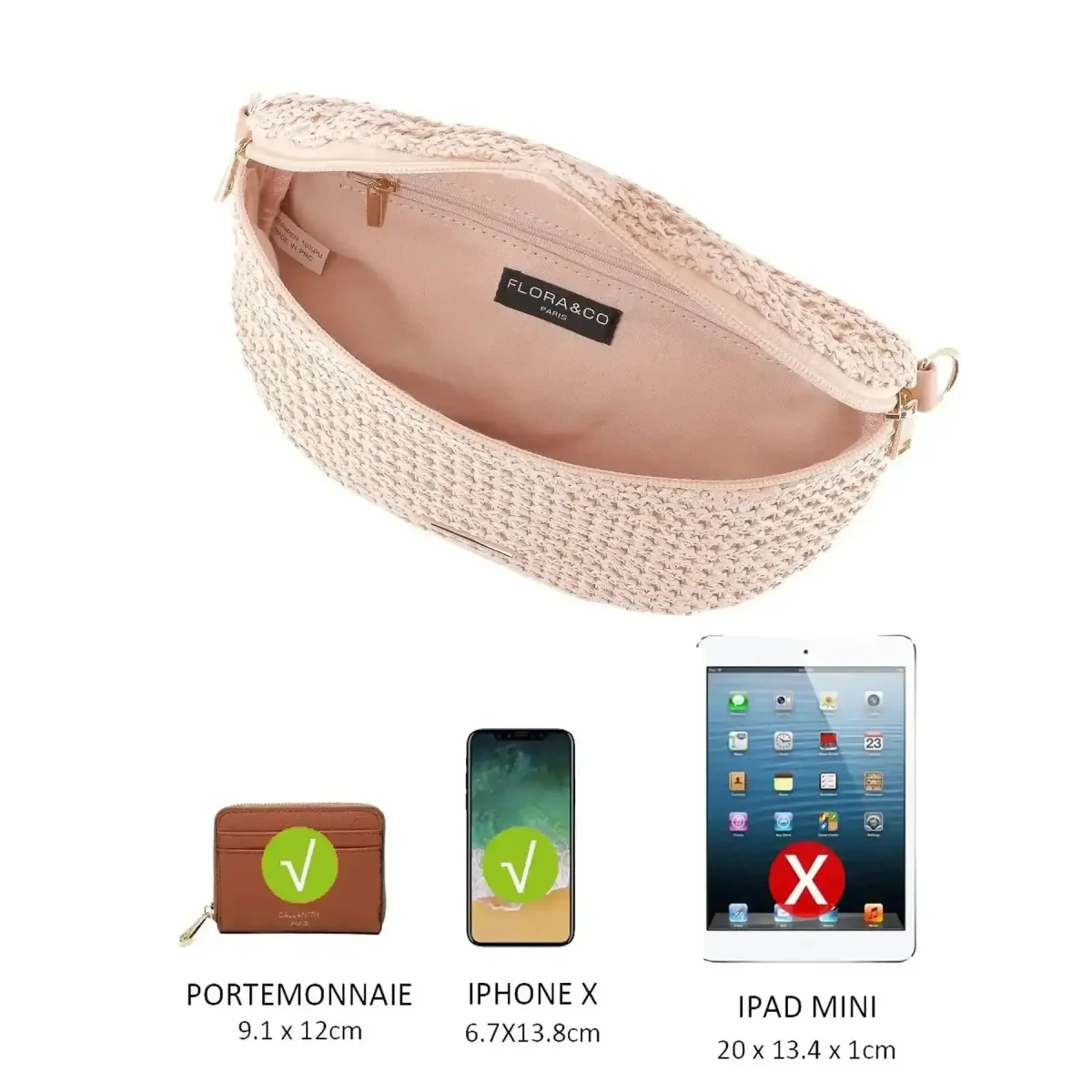 Sac banane paille tressé Rose – Image 5