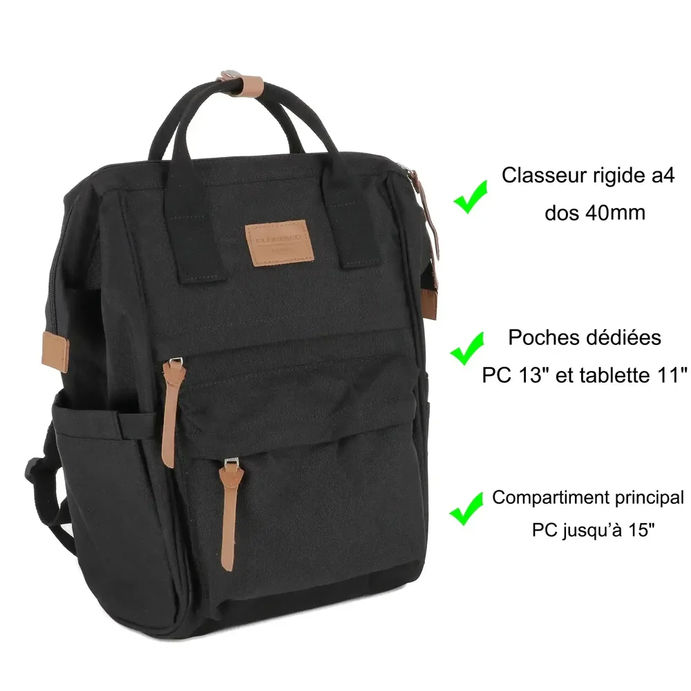 Sac à dos aventurer polyvalent PC 15.6 pouces Noir – Image 3