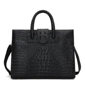 Sac à Main Noir Effet Croco