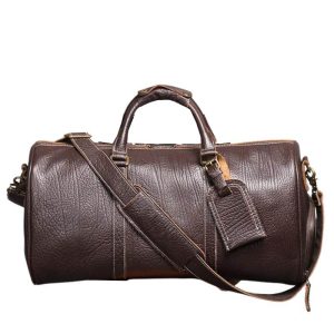 Sac 48H Cuir Marron Homme