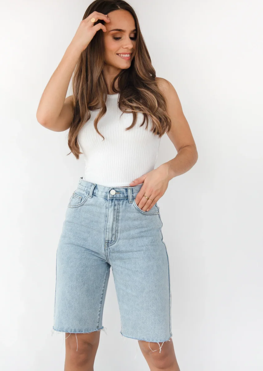 Short en jean long - Bleu clair – Image 3