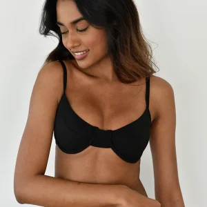 Top bikini armatures côtelé noir