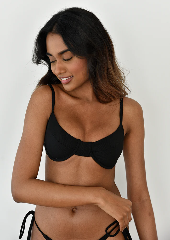 Top bikini armatures côtelé noir – Image 2