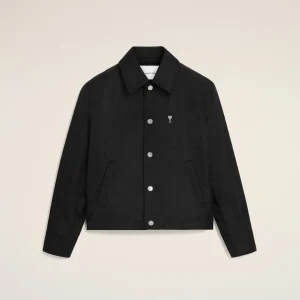 Blouson Noir Boutonné Rivet Ami De Coeur en Nylon
