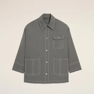 Veste Grise Worker en Laine Vierge