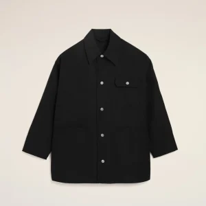 Veste Noire Worker en Laine Vierge