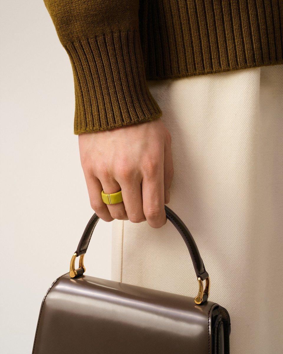 Bague Verte Laquée Emaillée En Laiton – Image 3