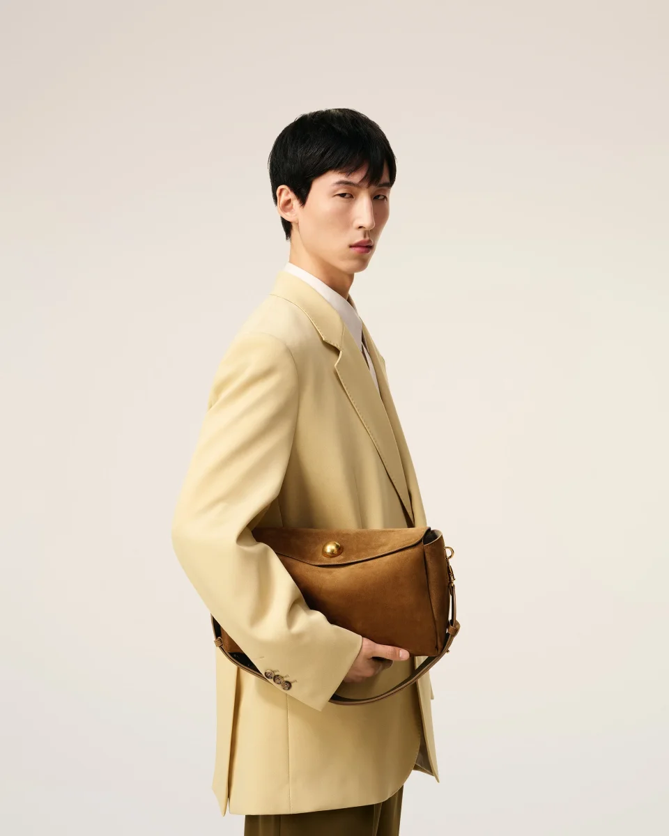 Sac Marron Carrousel Moyen En Cuir Velours – Image 3