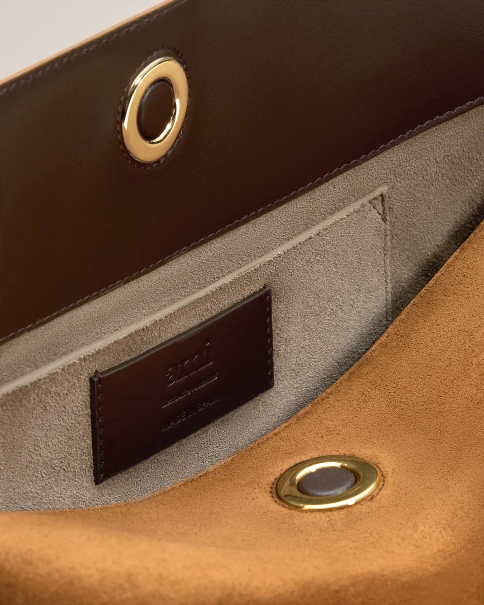 Sac Marron Carrousel Moyen En Cuir Velours – Image 8