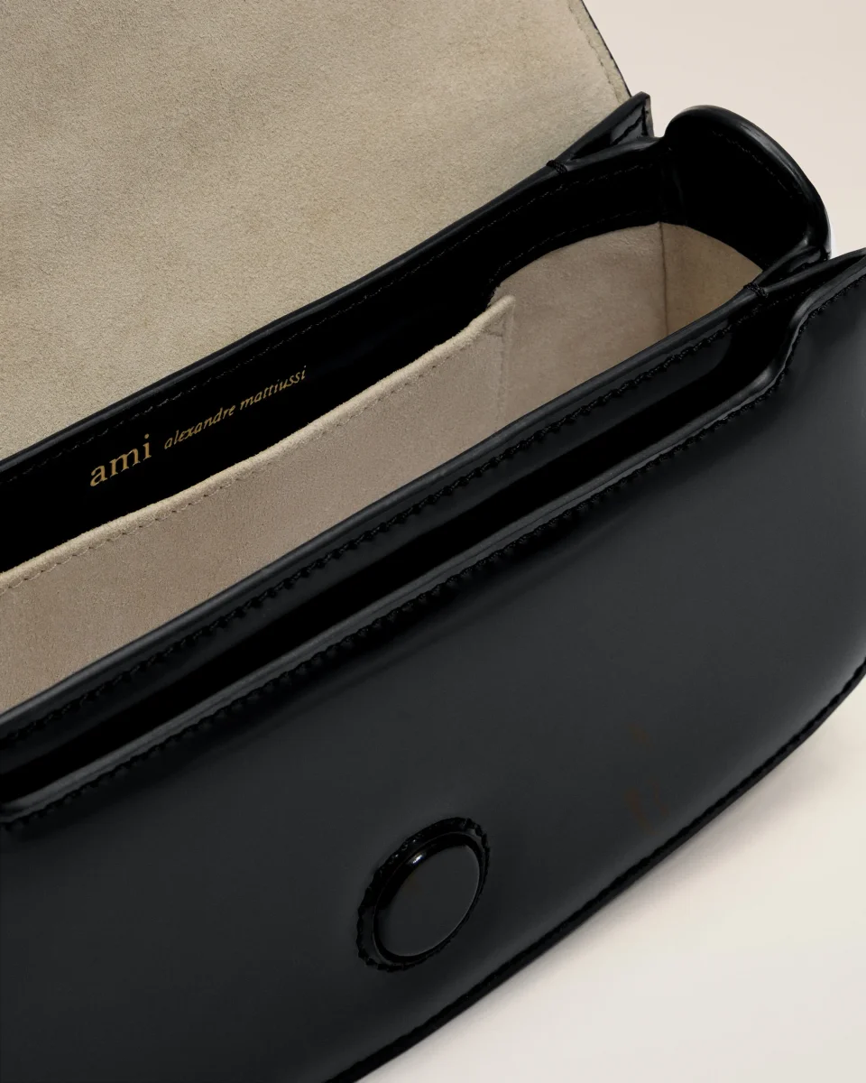 Sac Porté Epaule Paris Paris Noir en Cuir De Veau – Image 7