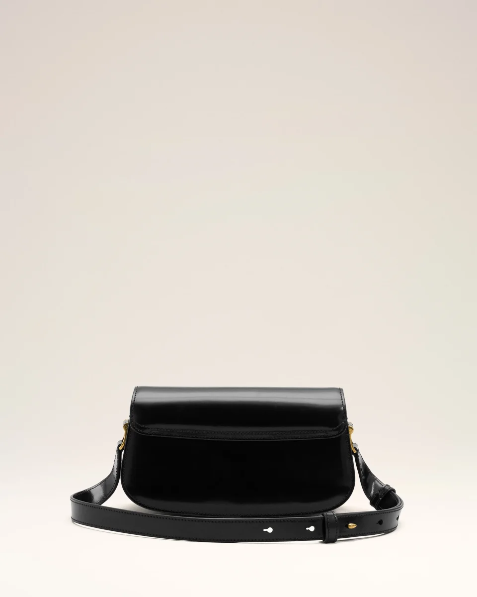 Sac Porté Epaule Paris Paris Noir en Cuir De Veau – Image 5