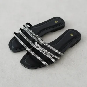 Sandales plates strass