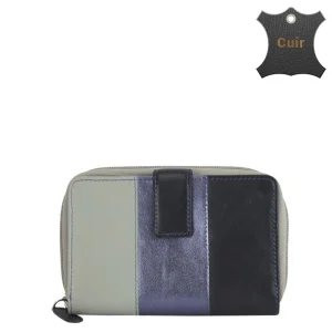 Din gris portefeuille femme cuir
