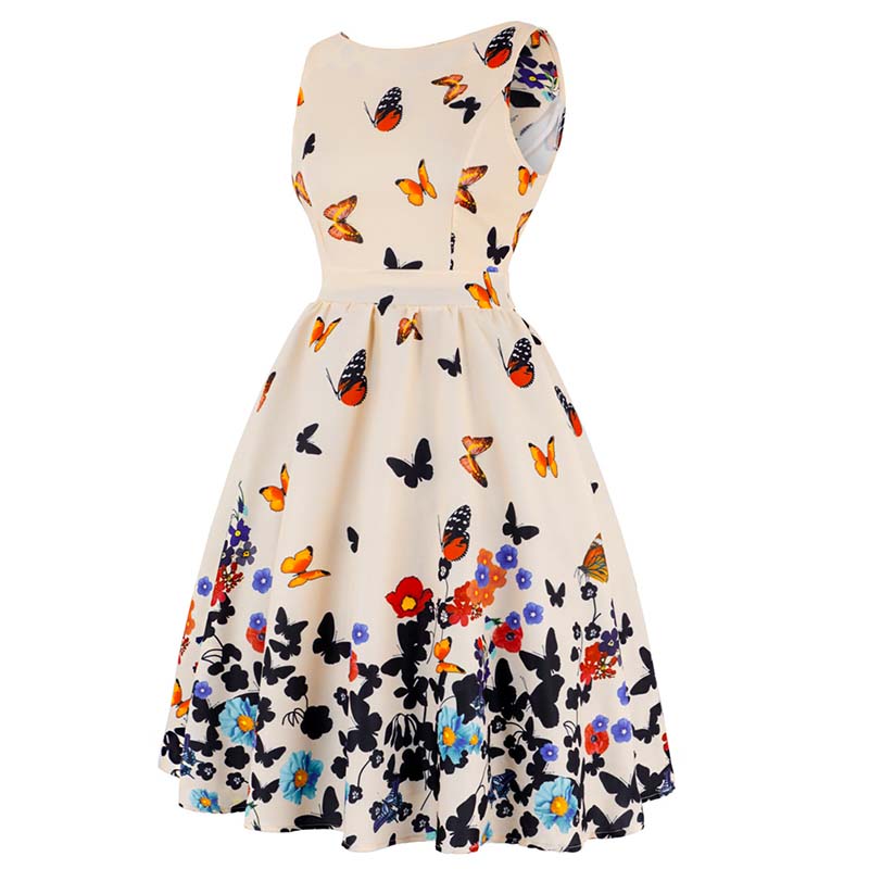 Robe Année 50 Blanche Papillons – Image 3