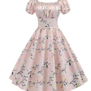 Robe Année 50 Cerisier Rose