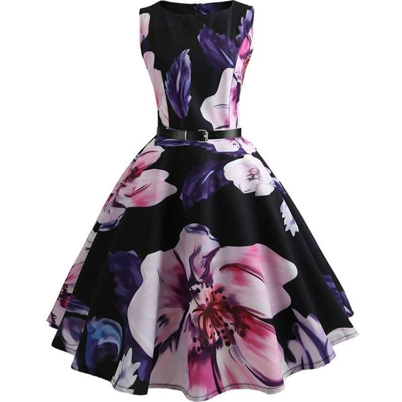 Robe Année 50 Grandes Fleurs – Image 2