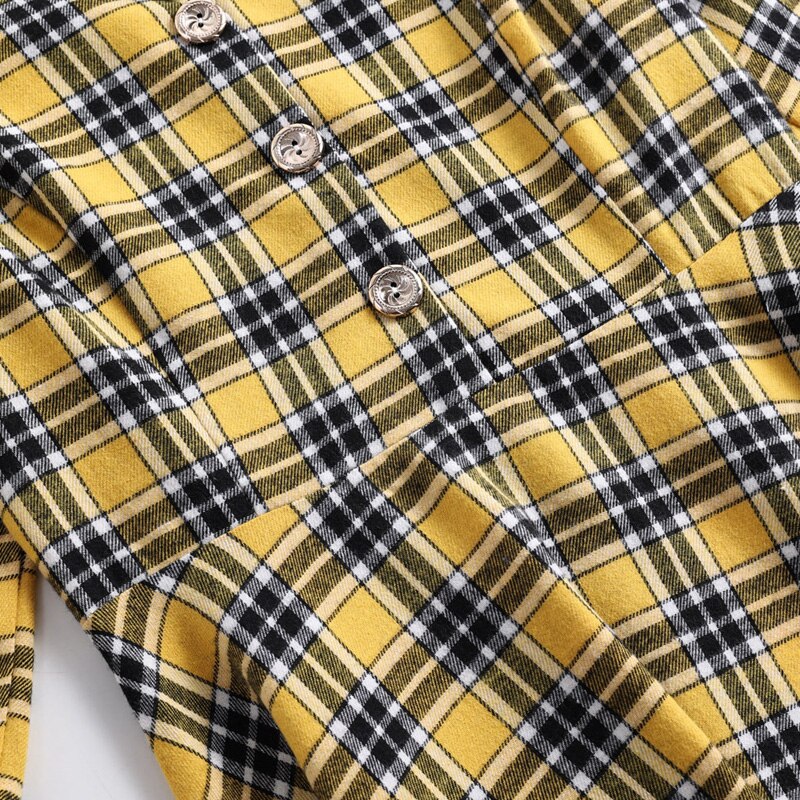 Robe Années 50 Jaune et Noir à Carreaux – Image 5