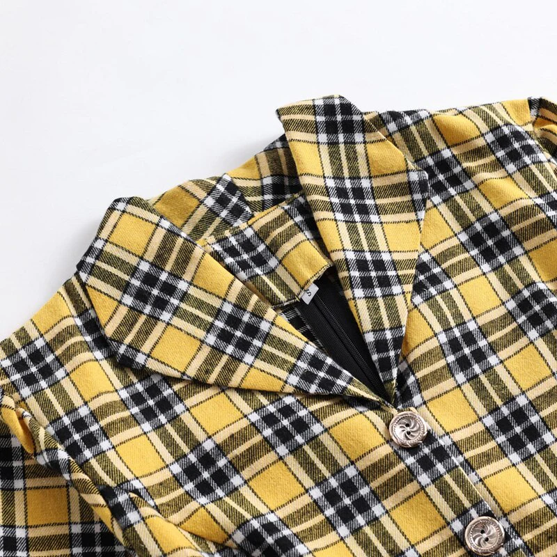 Robe Années 50 Jaune et Noir à Carreaux – Image 4