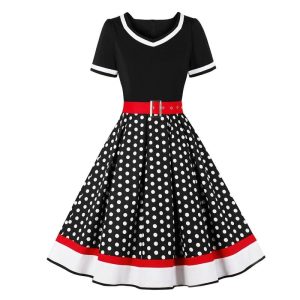 Robe Pin Up Rétro Noir à Pois