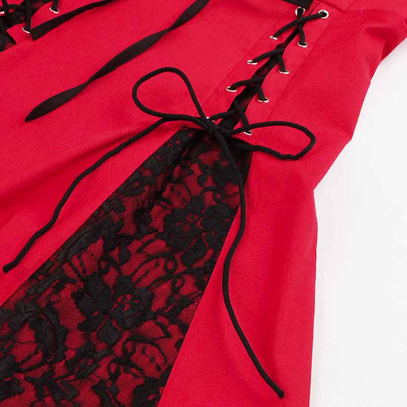 Robe Gothique Rouge et Noire Années 50 – Image 6