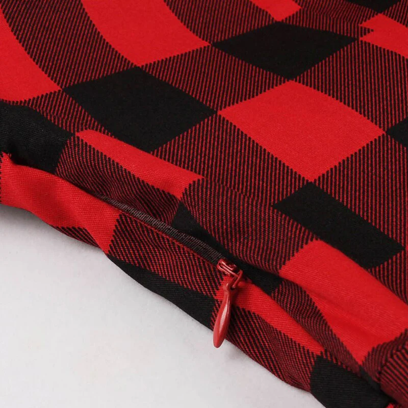 Robe Tartan Rouge et Noir Années 50 – Image 4